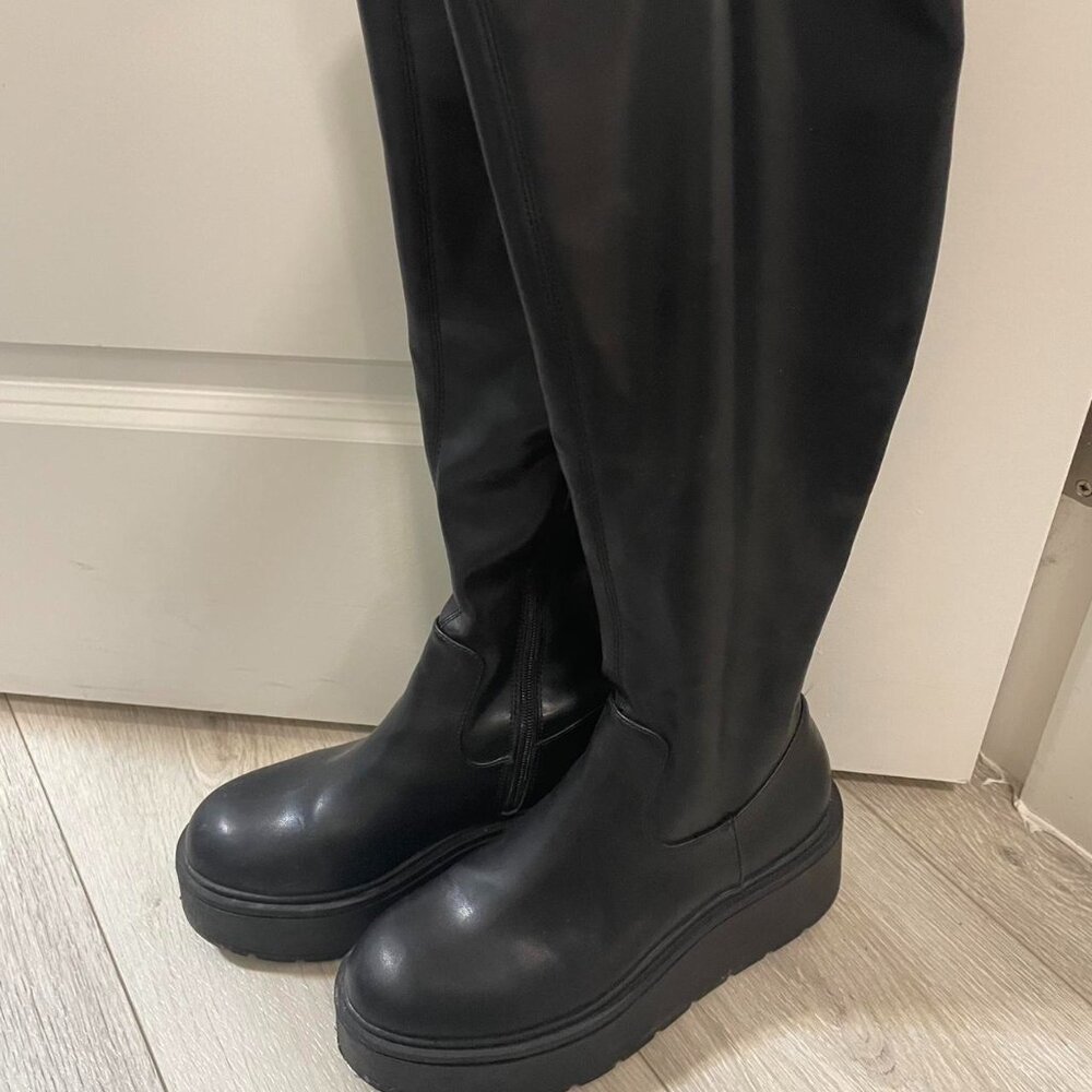 Goth Black platform Sock Knee-high Steve Madden Boots
